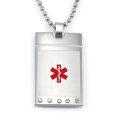 Brushed Steel Diamanté Medical ID Necklace