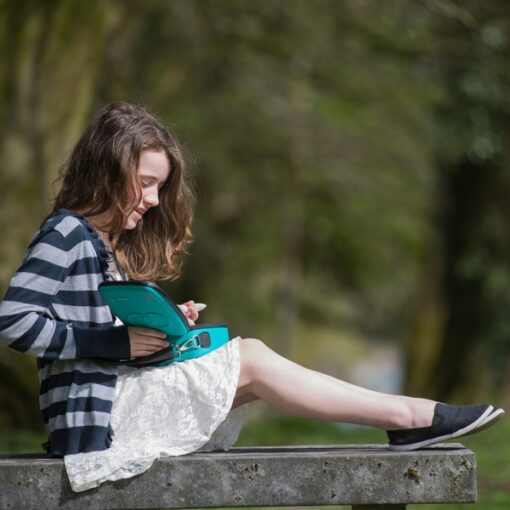 Girl carrying epipen case