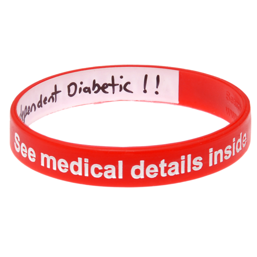 Diabetes Alert Write On Wristband Red