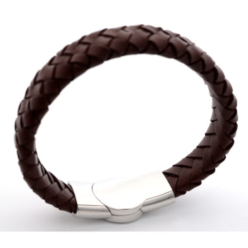 Braided leather medical ID bracelet