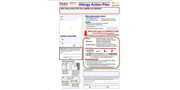 Sample Allergy Action Plan Anaphylaxis Action Plan Allergy Action 