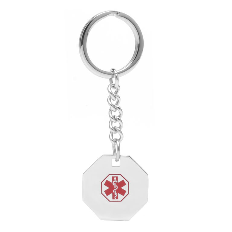 Octagonal Medical ID Key Chain Allergy Lifestyle
