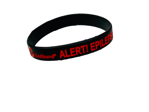 Black epilepsy alert wristband