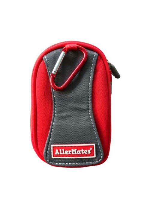 red asthma inhaler case back