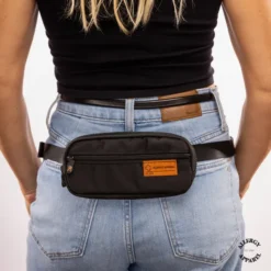 Front zip pocket on Epipen pouch insulated compact waist holder with carabiner ID card for ID cards and cash