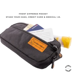 Epipen pouch insulated compact waist holder with carabiner ID card - adjustable 24-45" belt and gym bag clip